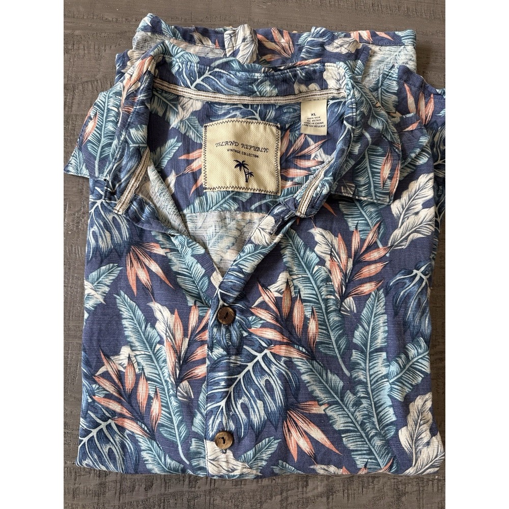 Island Republic Vintage Collection Hawaiian Shirt Men XL 100% Silk Tropical‎